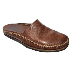 Cole Haan Mens  Leather Brown Slide On Mule Shoe Size 9 ~ 9M Thick Stitch